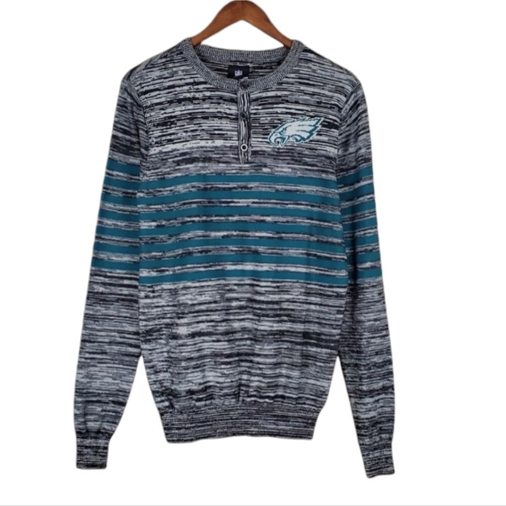NFL Philadelphia Eagles Henley Sweater Men’s Small Gray Teal